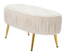 Panca Ovally Crema 102x40,5x42 cm in Legno e Velluto Crema e Oro
