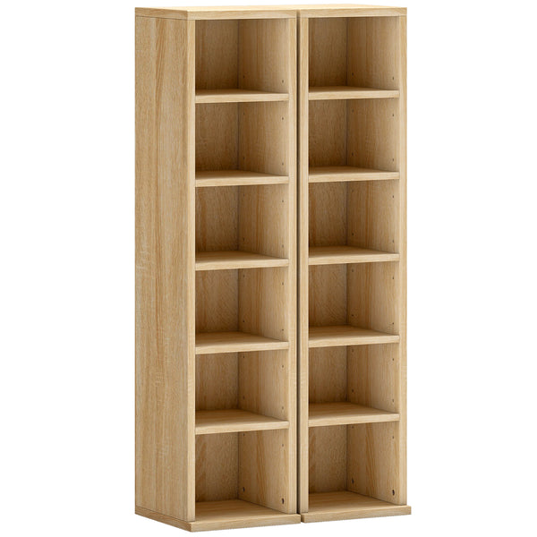 Set 2 Librerie 21x22,5x88,5 cm Mobili Porta CD con Ripiani Regolabili per 204 CD in Legno Rovere online