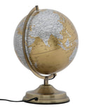 Mappamondo Arancione con Luce Ø25x38 cm Metallo e Plastica Oro Ruggine e Argento