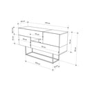 Consolle Moderna 145x40x82 cm con 2 Ante 2 Cassetti e Gambe Alte Tortora e Marmo Bianco      