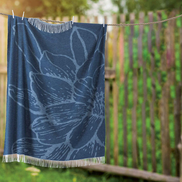 online Plaid Misto Cotone Doubleface 130x170cm 230gr Cober Fiore Blu