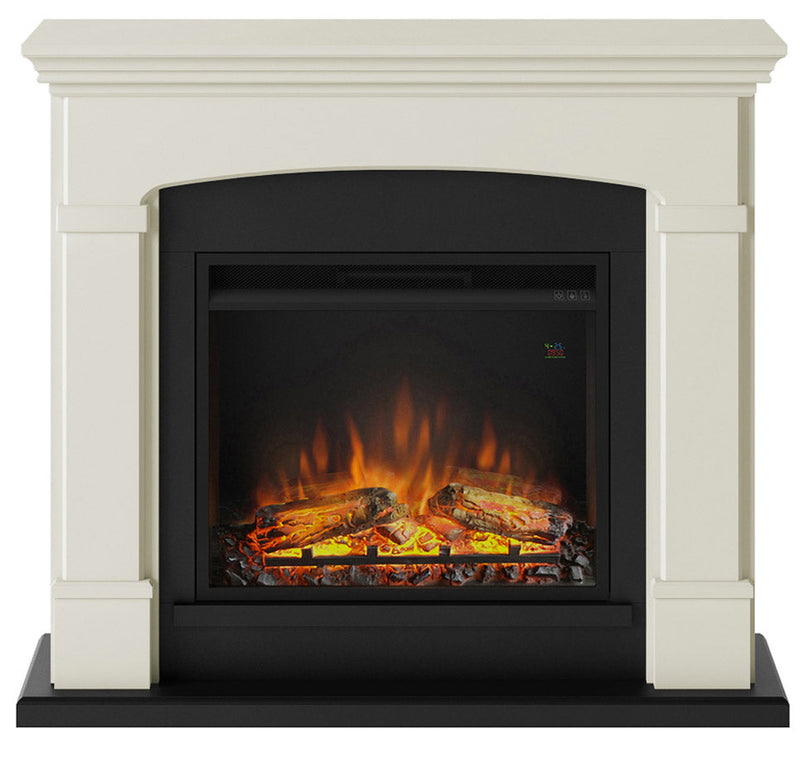 Camino Elettrico da Pavimento Effetto Fiamma 1500W Tagu Helmi Bianco Crema