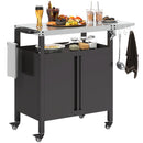 Carrello per Barbecue 116x50x93 cm con Armadietto Piano in Acciaio Inox Nero  