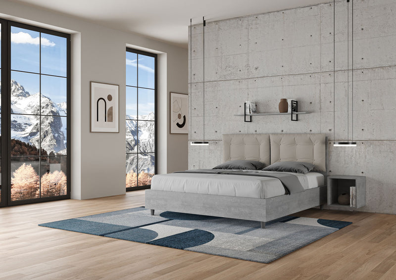 Letto Matrimoniale Struttura Cemento con Cuscini in Similpelle Egos Annalisa Tortora Varie Misure