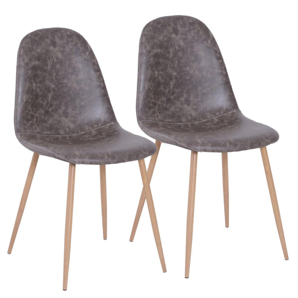 Set 2 Sedie da Pranzo Design Moderno in Similpelle con Gambe in Metallo Grigio sconto