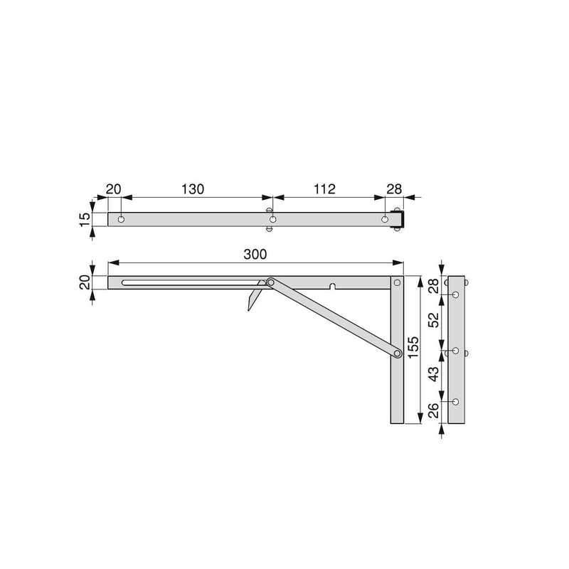 Lotto di 4 Staffe Pieghevole per Mensola L 300 Verniciato Bianco Acciaio Emuca