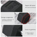 Manubrio 15 kg Esagonale con Impugnatura Antiscivolo Ø15,5 x 33,6 cm in Acciaio e Gomma Nero