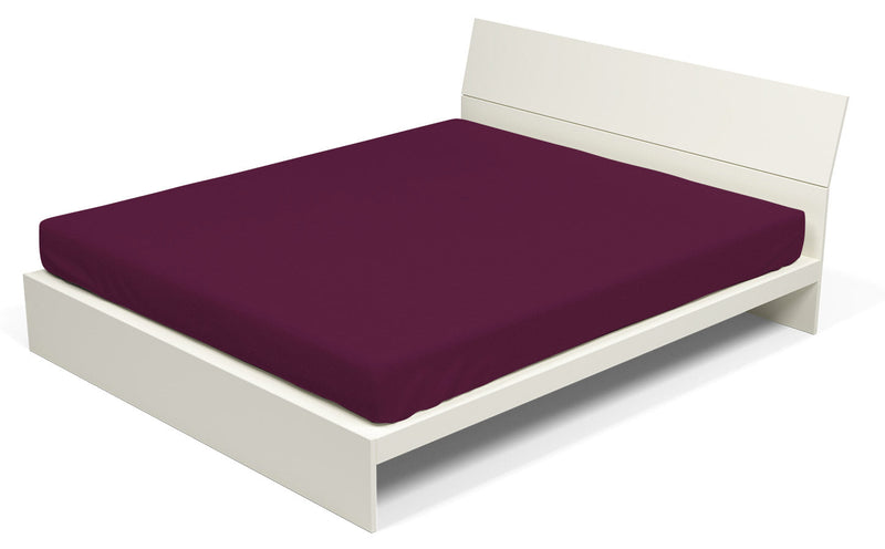 Lenzuolo Sotto con Angoli ed Elastico Tinta Unita Prugna