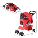 Passeggino per Cani Pieghevole Rosso 77x47x101 cm 