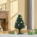 Albero di Natale Artificiale 90 cm 90 Rami in PVC e Fibra Ottica con 12 LED 