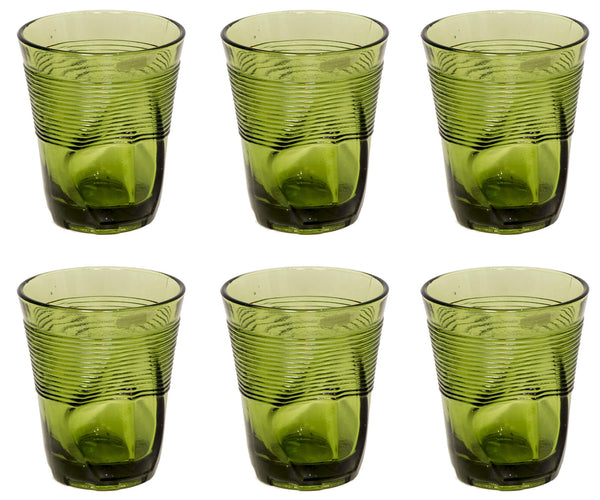 acquista Set 6 Bicchieri Accartocciati 36 cl Ø9 cm in Vetro Pressato Kaleidos Verdi