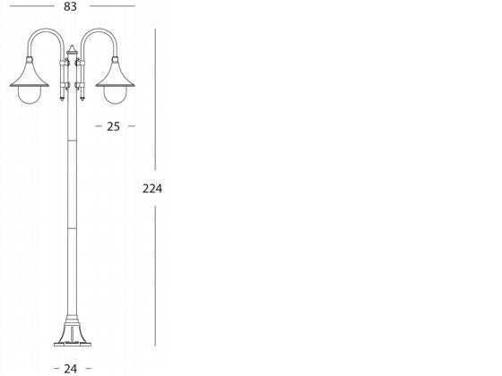 Lampada Palo Alto Due Luci per Giardino Colore Nero per Esterno Linea Lampara Sovil