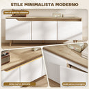 Mobile TV 55" Max a 3 Sezioni 120x35x45,5 cm con Ripiano Regolabile in Legno Bianco e Rovere      