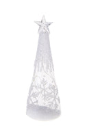 Set 2 Abeti Coni Decorativi con Fiocco Neve H24 cm 