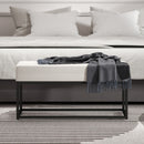 Panca da Ingresso Stile Moderno 94x42x44 cm Cuscino Alto in Tessuto Effetto Velluto Crema  