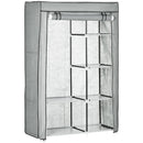 Armadio Guardaroba da Campeggio 103x43x162,5 cm 6 Ripiani Aperti e un Appendino in Tessuto non Tessuto Grigio