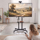 Carrello Porta TV Mobile 32-75 Pollici 85,3x64,8x129,5-189 cm con Altezza Regolabile in Metallo Nero      