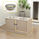 Portaciotole per Cani 60x30x35,5 cm con 2 Ciotole da 2L in Acciaio Inox e Armadietto Inferiore in Legno Rovere      
