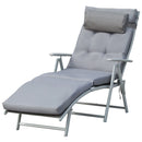Sdraio da Giardino Pieghevole Reclinabile 137x63,5x100,5 cm in Metallo e con Materassino Grigio