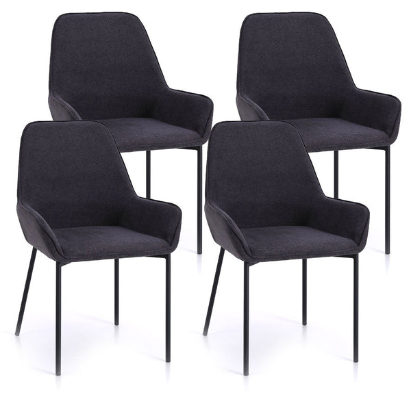 acquista Set 4 Sedie 54x53x89 cm in Similpelle Grigio Scuro