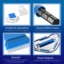 Aspirapolvere per Piscina Portatile 210x17x7 cm con Palo Telescopico Bianco e Blu