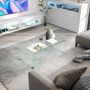 Tavolino da Salotto in Vetro Temperato Design Monoblocco Moderno 100x50x35 cm  