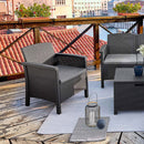 Set da Giardino Divano 2 Poltrone e Tavolino in Polipropilene Antracite
