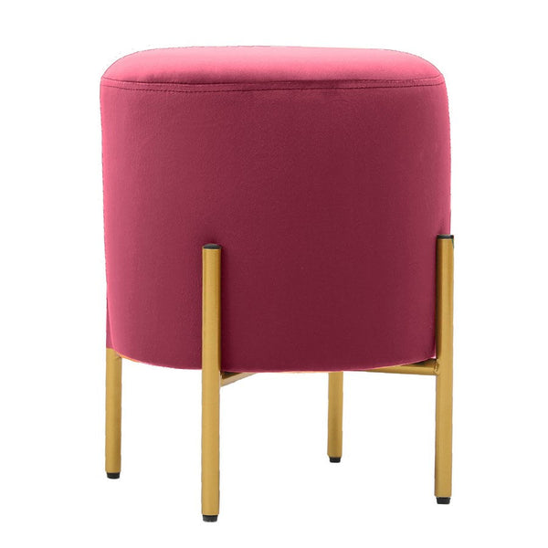 Pouf Ø35x42 cm in velluto amaranto e piedi in ottone online