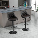 Set 2 Sgabelli da Bar 46,5x48x84,5-106,5 cm in Similpelle Marrone