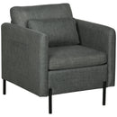 Poltroncina Moderna 73x73x80 cm in Tessuto Effetto Lino Grigio