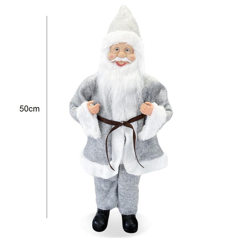 Pupazzo Babbo Natale H50 cm con Minilucciole Grigio