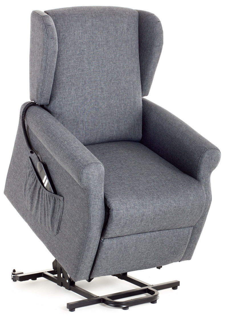 Poltrona Alzapersona Elettrica 2 Motori in Tessuto Vittoria Grigio Scuro