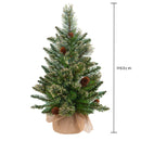 Mini Albero di Natale Artificiale Abete H60 cm con Sacco e Glitter e 60 Tips Verde