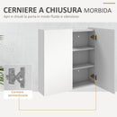 Armadietto da Bagno con Specchio 60x15x60 cm a 3 Ripiani Interni Regolabili in Legno e Vetro Bianco      