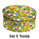 Set 5 Scatole cartone gufi 