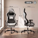 Sedia Gaming Ergonomica Massaggiante 70,5x73x127,5-137,5 cm con Cuscino Lombare in Tessuto Grigio      