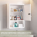 Armadietto Porta Medicinali da Parete 40x15x60 cm a 3 Ripiani con Chiave Anta Ventilata e Vani Portaoggetti in Acciaio Laminato Bianco      
