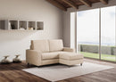 Divano 2 Posti con Pouf 148x155x85 cm Sakar in Tessuto Beige