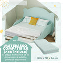 Struttura Letto Singolo per Bambini Orso 143,5x80x55 cm con Sponde Laterali in Legno Verde 