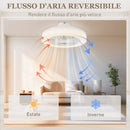 Ventilatore a Soffitto Ø46x16 cm con Luce LED Regolabile e 6 Velocità in Plastica e Acrilico Bianco      