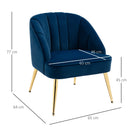 Poltroncina da Camera 65x64x77 cm In Poliestere effetto Velluto Blu Scuro