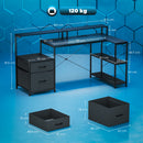 Scrivania da Gaming 165x80x91,5 cm con Spazi Portaoggetti e 2 Supporti per Monitor in Legno e Acciaio Nero      