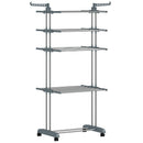Stendibiancheria Pieghevole a 5 Livelli 73x64x172 cm con Ruote in PP e Acciaio Grigio      