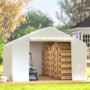 Capanno da Giardino e Tenda Garage 3x3 m Impermeabile con Porta Avvolgibile in Metallo e PE Bianco      