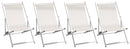 Set 4 Sdraio Mare da Giardino 60x100x79 cm in Alluminio e Textilene Ecrù