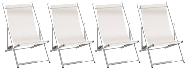 online Set 4 Sdraio Mare da Giardino 60x100x79 cm in Alluminio e Textilene Ecrù