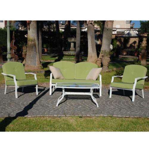 sconto Salotto Completo Divanetto con Poltroncine e Tavolino in Vetro per Arredo Giardino Esterno
