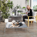 Brandina per Cani Rialzata 110x75x30 cm con Cuscino a L in Tessuto Grigio e Argento   