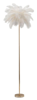 Lampada da Terra Palm Bianca Ø55x160 cm in Ferro e Plastica Oro e Bianco      