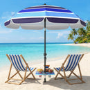 Ombrellone da Spiaggia Ø198x214 cm con Tavolino e Portabicchieri in Metallo e Poliestere Multicolore Blu      